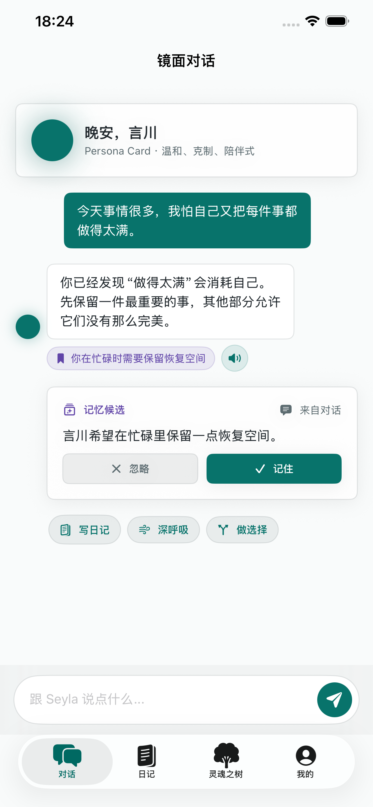 Seyla 镜面对话界面